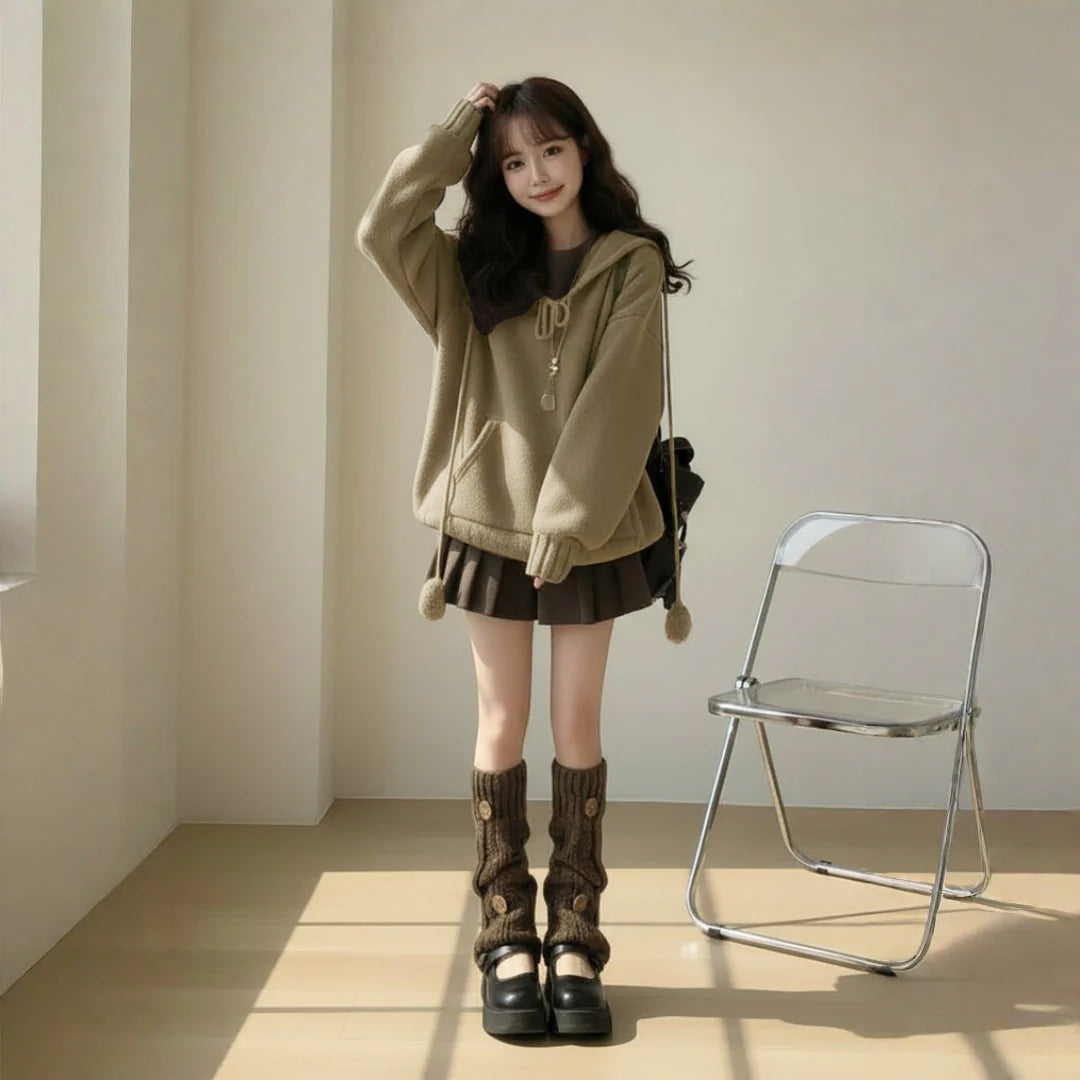 【セットアップ】春 秋 冬 ニット セーター + ミュウ系 ワンピース 2点セット 【JZシリーズ】