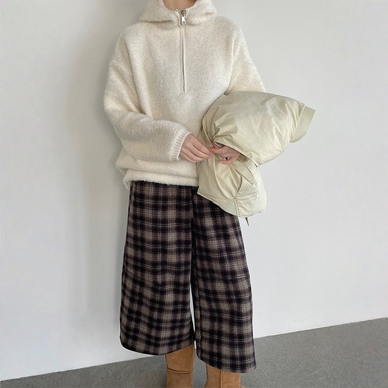 【アウター】ハーフジップ 春 秋 冬 厚手 ループウール フード付き ジャケット 【JZシリーズ】