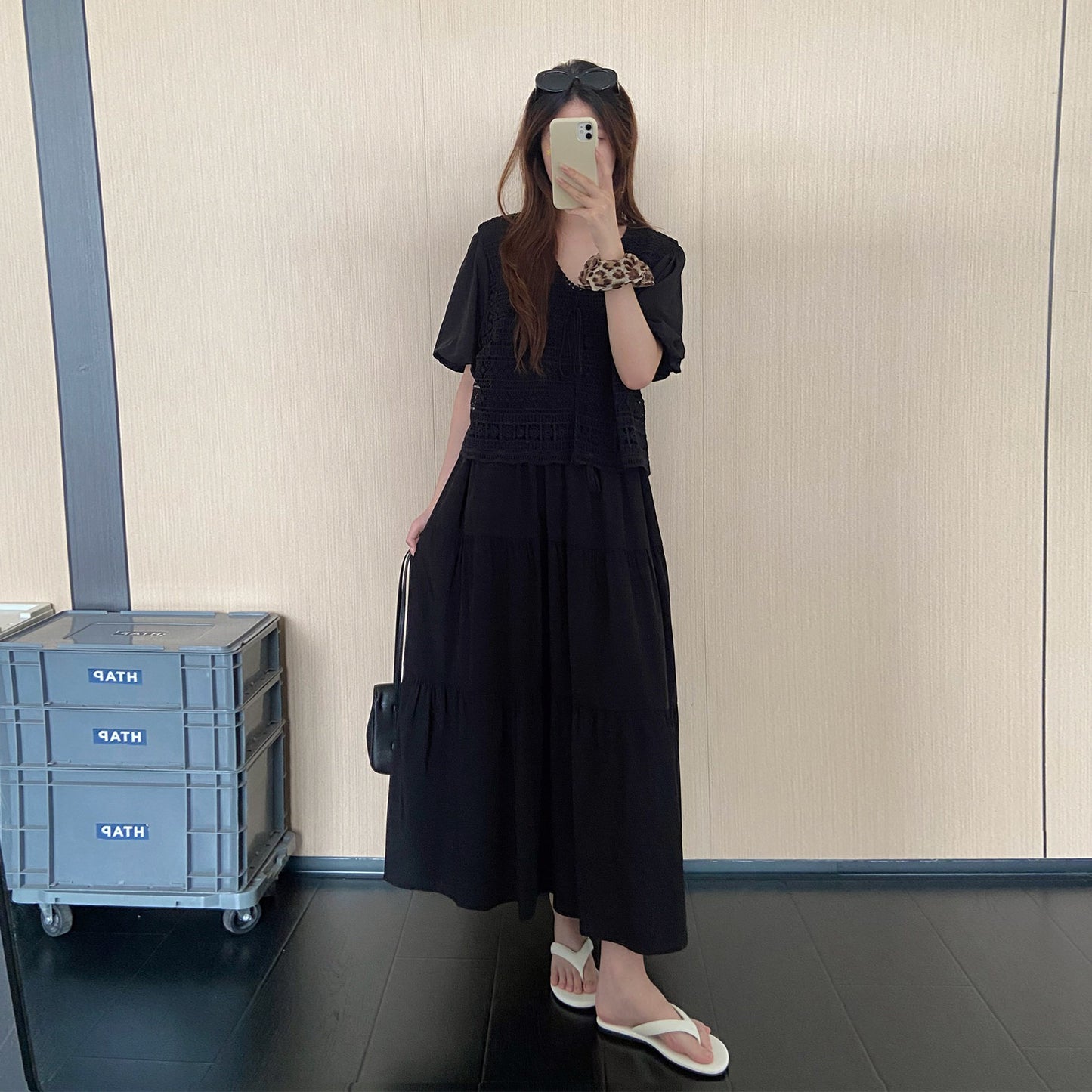 【ワンピース】切替デザインワンピース レディース 夏 半袖 ロング丈 シンプル 上品カジュアル リラックスコーデ【JZシリーズ】