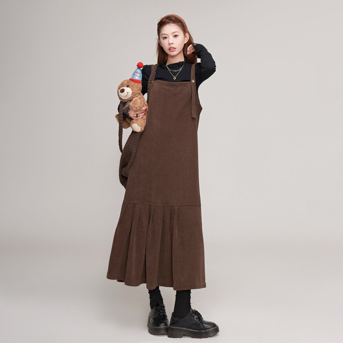 【ワンピース】秋冬 フレンチレトロ コーデュロイ マーメイド サロペット ワンピ レディース ノースリーブワンピース【JZシリーズ】