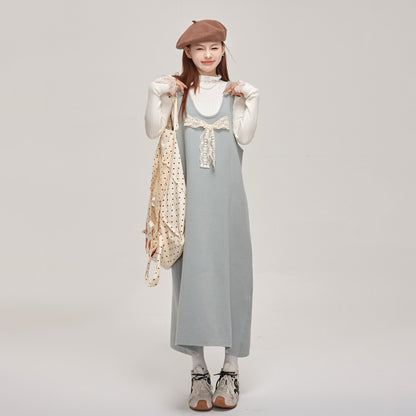 【ワンピース】可愛さUP🌸蝶結びデザイン ニットノースリーブワンピース 冬 レディース 上品【JZシリーズ】