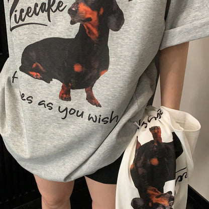 【トップス】オーバーサイズ カートゥーンプリント 半袖Tシャツ レディース カジュアル ストリート系 リラックス感【FCシリーズ】