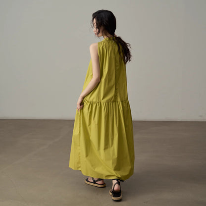 【ワンピース】新作 フレンチレトロ ホルターネック ノースリーブワンピース リゾート風デザイン【JZシリーズ】