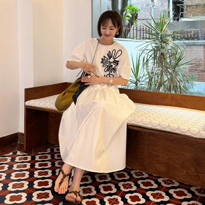 【ワンピース】フレンチ 不規則 半袖シャツワンピース ミニマルスタイル ゆったり 切り替えプリーツ ワンピース 夏用【SHシリーズ】