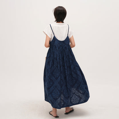 【ワンピース】【15～20日内発送】上品シルエット 夏新作 エレガント ノースリーブコットンワンピース ゆったり大きめサイズ 花柄ロングドレス 気質＆若見え【JZシリーズ】【SHシリーズ】