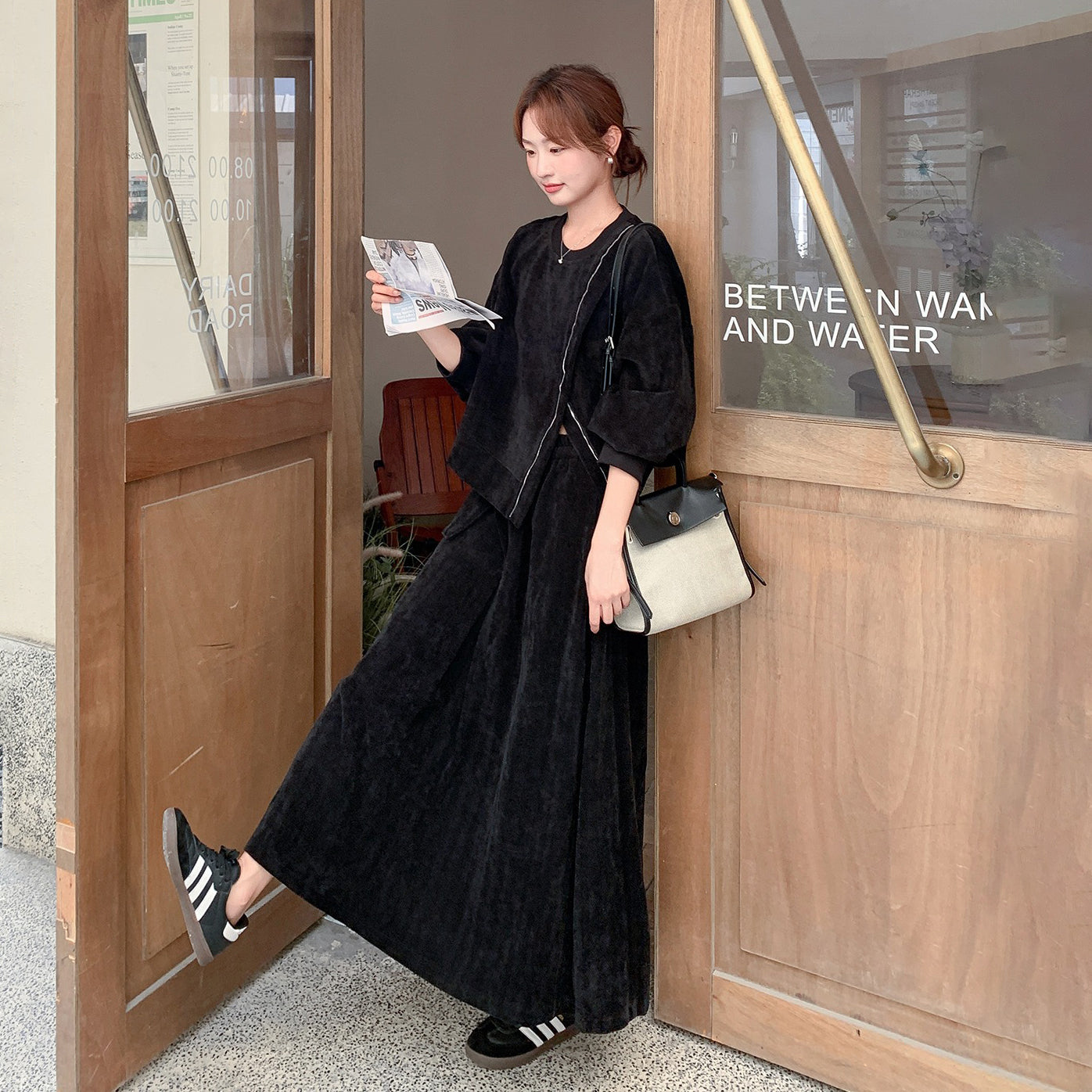 【セットアップ】秋新作 コーデュロイ 長袖トップス＋スカート 上下セット レディース レトロ 細見え【JZシリーズ】