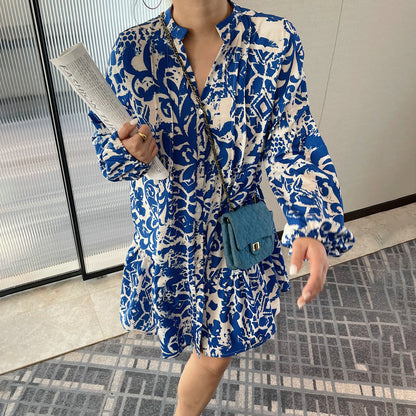 【ワンピース】ヴィンテージ 長袖ワンピース レディース 春夏秋 ミニ丈 ゆったり スリム見え 上品コーデ【SHシリーズ】