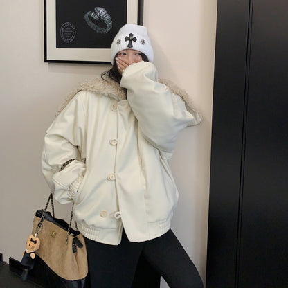 【アウター】フードファスナー開閉OK ✅️ レトロ個性派 セーラーカラー 厚手ウール調 綿入れコート【FCシリーズ】【10~13日発送】