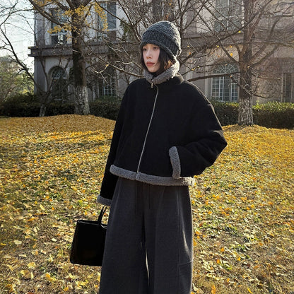 【アウター】防寒 切り替え ボア 春 秋 冬 ショート丈 ジャケット 【JZシリーズ】