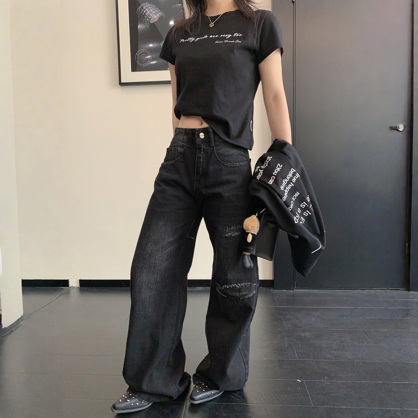 【ボトムス】ダメージ ストレート ヴィンテージ加工 デニムパンツ 【FCシリーズ】