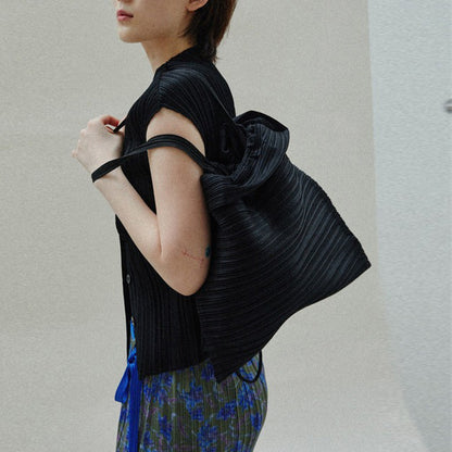 【バッグ】プリーツワンショルダーバッグ 無地 カジュアル 通勤 おすすめ