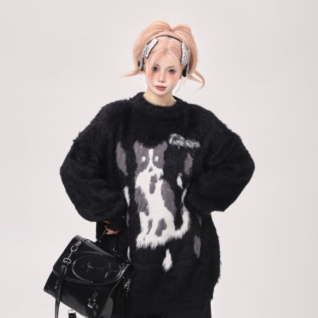 【トップス】ゆったり 小众 上品 クルーネック フェイクミンクニット レディース 秋冬 セーター【FCシリーズ】