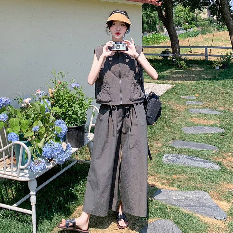 2点セット！【セットアップ】夏 カジュアルノースリーブトップス＋スカート セットアップ レディース おしゃれで気質的な上下セット【JZシリーズ】