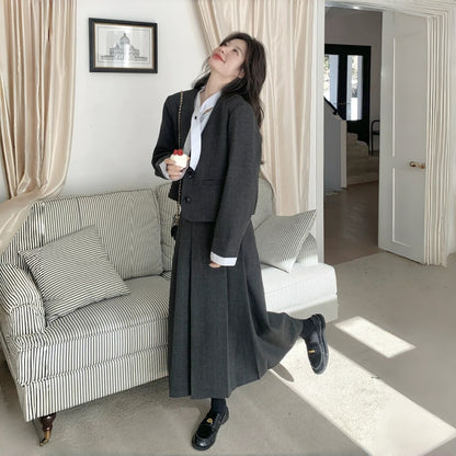 【セットアップ】大人可愛い 高級感 シャネル風 フェイクレイヤード 気質よい 2点セット【JZシリーズ】