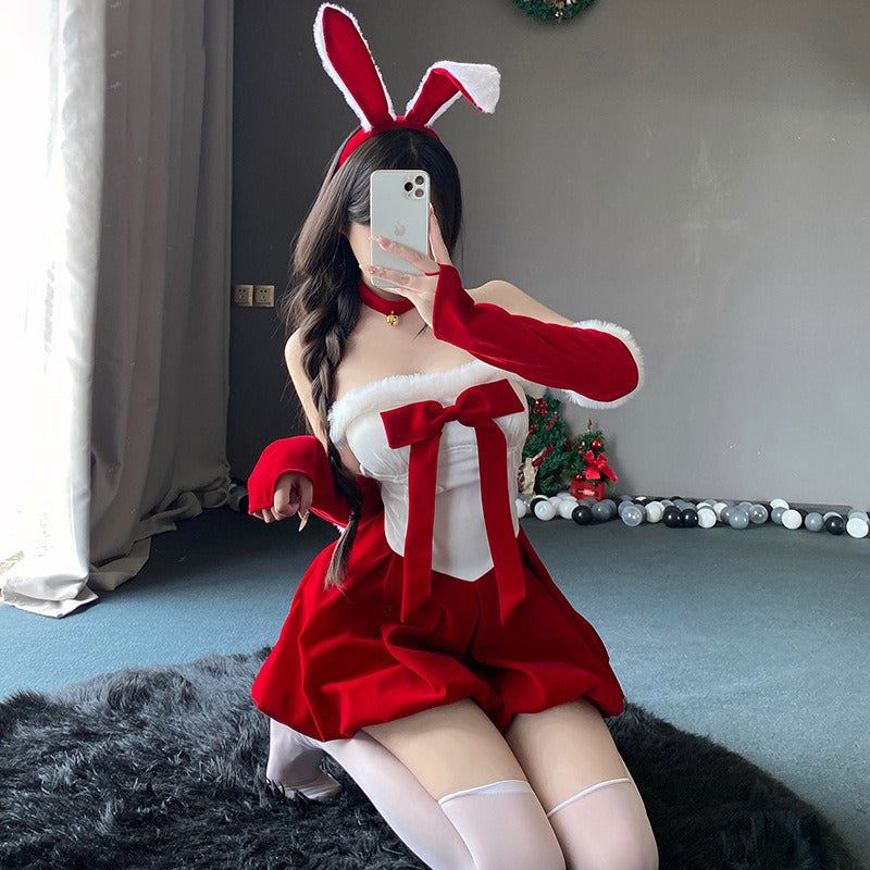 【クリスマス】セクシー うさぎコスチューム チューブトップワンピース 純欲系 コスプレ 衣装