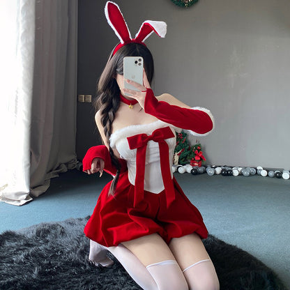 【クリスマス】セクシー うさぎコスチューム チューブトップワンピース 純欲系 コスプレ 衣装
