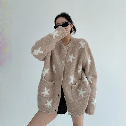 【アウター】春 秋 冬 ジャガード 厚手 ニット セーター カーディガン ジャケット 【FCシリーズ】