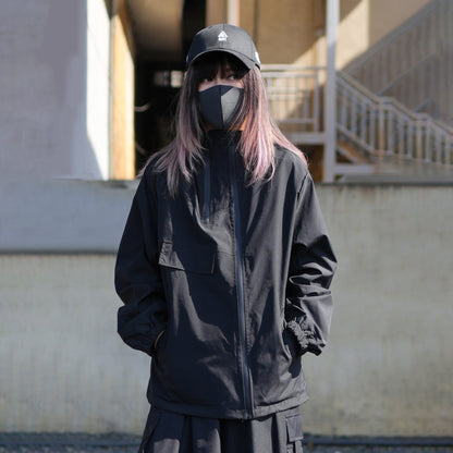 【アウター】アーバンアウトドア風 ブラック 山系 塩系 ゆったり 機能性 フード付き 春秋新作 ジャケット レディース【FCシリーズ】
