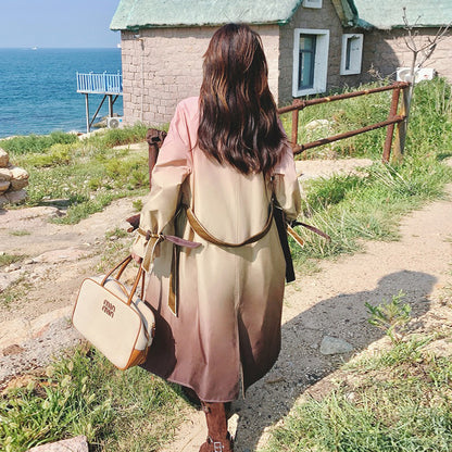 【アウター】ドーパミン系 上質感 小众カジュアル 韓国風 グラデーション トレンチコート レディース 春秋 超人気 おしゃれ ミドル丈 コート【SHシリーズ】