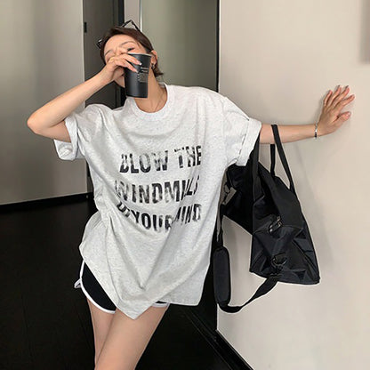 【トップス】Tシャツ レディース ロゴプリント 半袖 リラックスシルエット オーバーサイズ 夏新作【FCシリーズ】