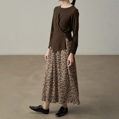 期間限定⭐️60%OFF【ボトムス】クリンクル加工 タイトフィット レオパード柄 プリント ロング丈スカート 【SHシリーズ】
