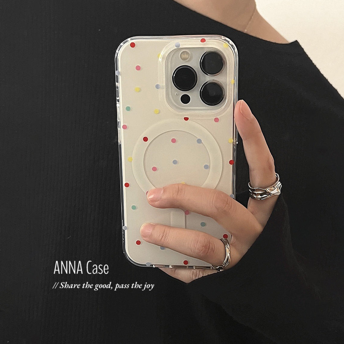 【グッズ】韓国 ins風 ガーリー パステル カラードット マグネット式 iPhone17 Pro Max対応 iPhone16 Pro / 15 Pro / 14対応 新作 全面保護 耐衝撃 ケース