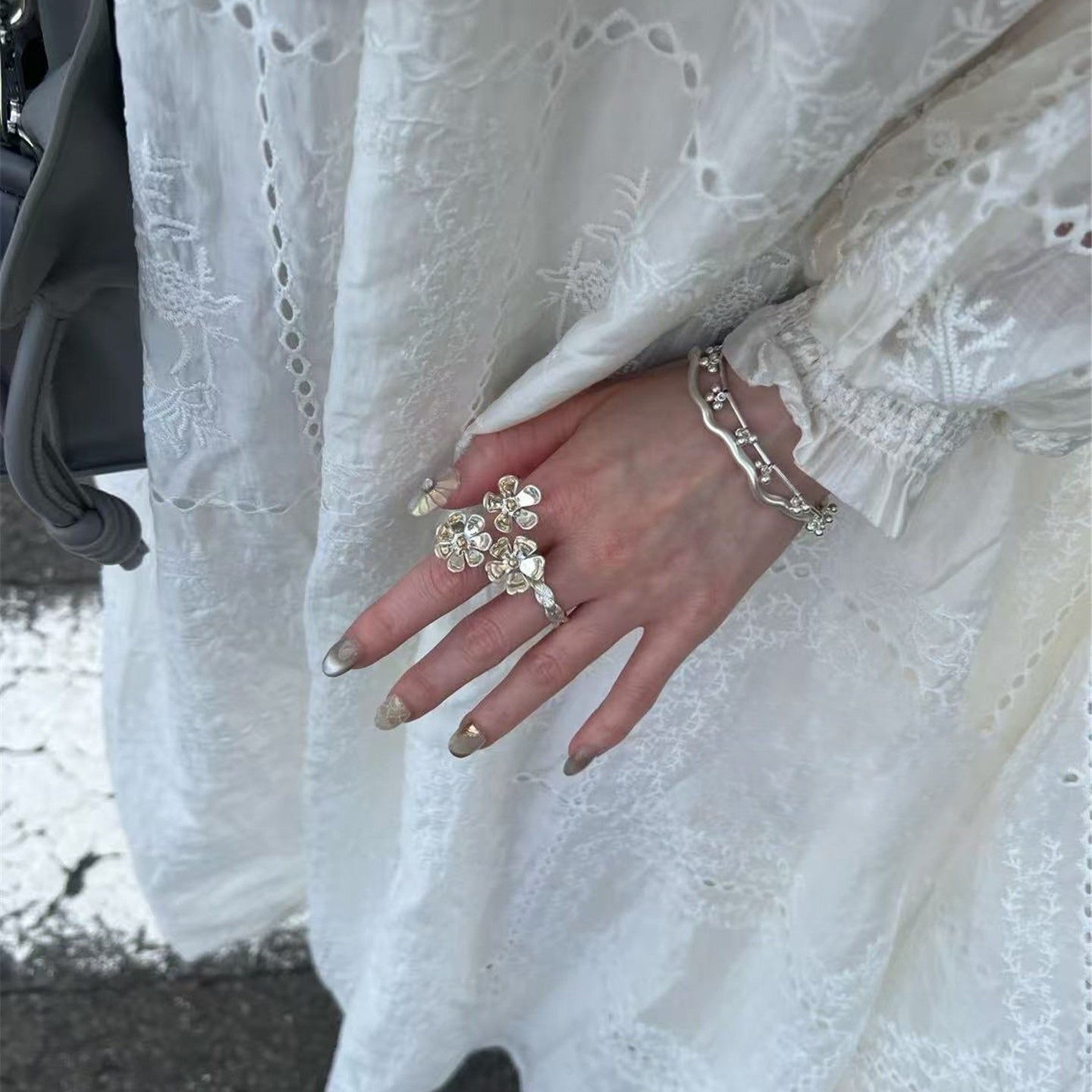 【グッズ】春 夏 秋 冬 金銀ミックスカラー ヴィンテージ感 フラワーリング 【JZシリーズ】