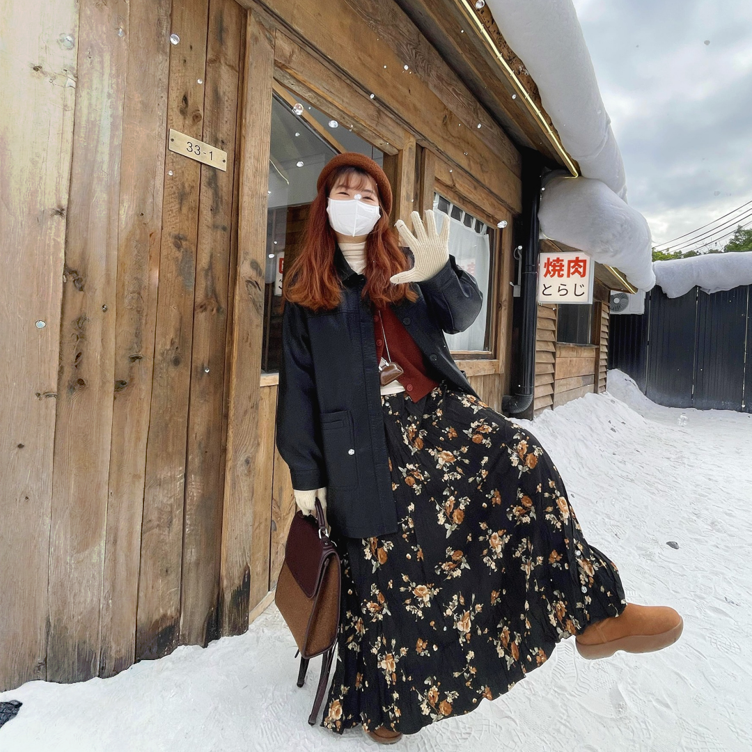 【ワンピース】春 秋 冬 厚手 花柄 レトロ 大振裾 スカート 【SHシリーズ】