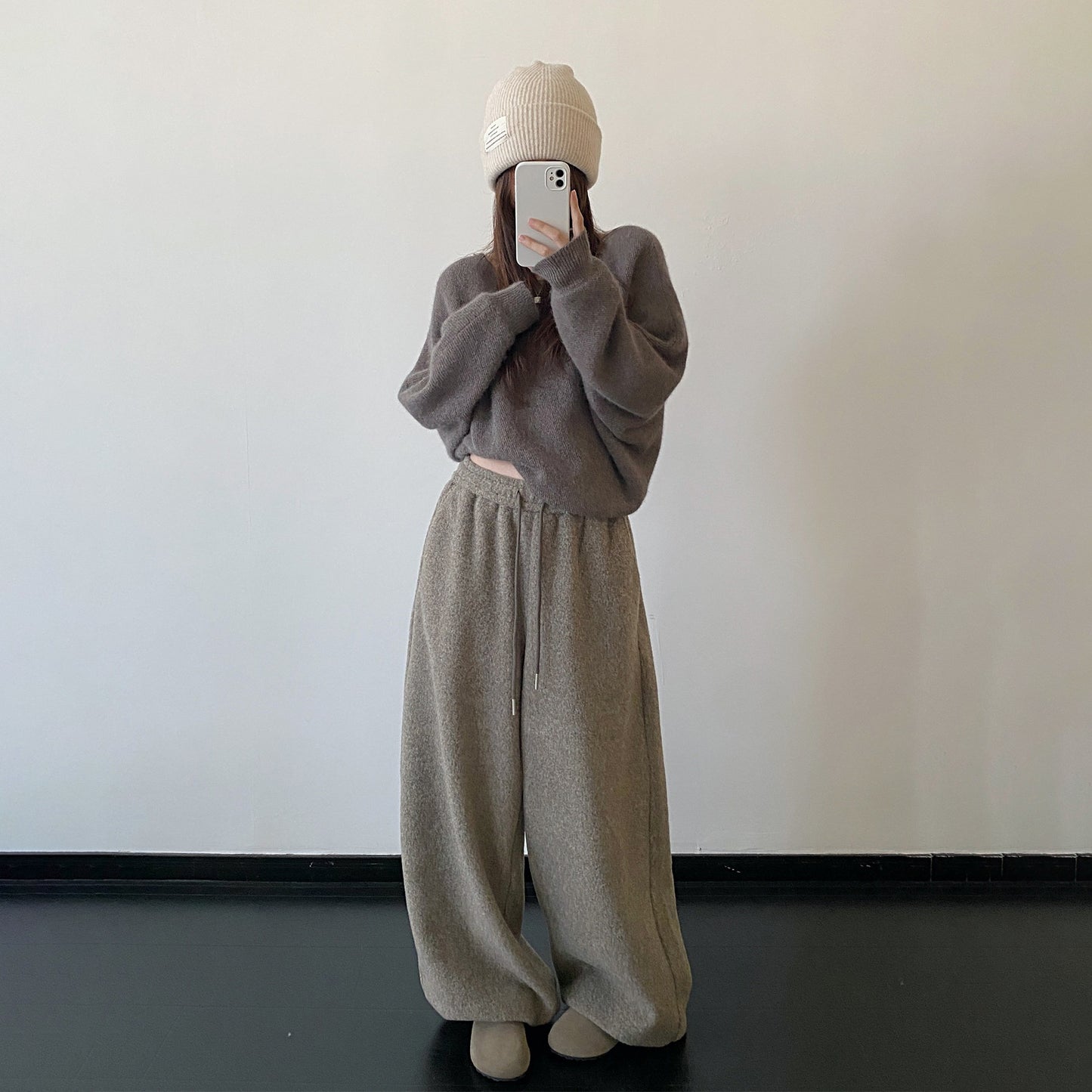 【ボトムス】体型カバー 着痩せ効果 高密度 ふんわり ルーズ ワイドパンツ 厚手 レディース【FCシリーズ】