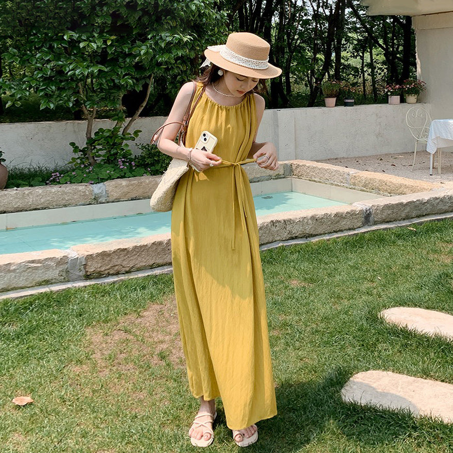 【ワンピース】夏 フレンチエレガンス  ビーチドレス ノースリーブワンピース