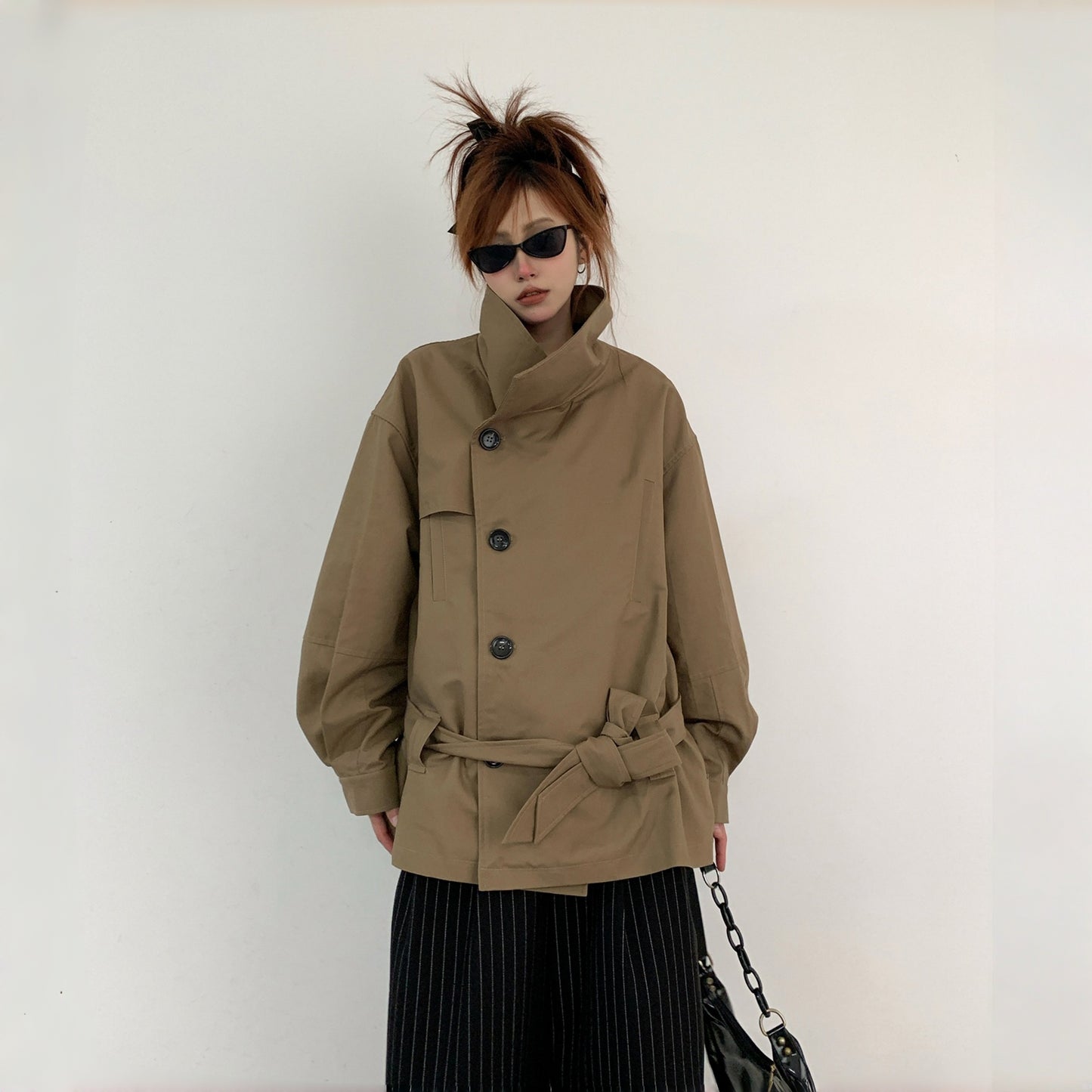 【アウター】レトロ シングルブレスト ワイドカラー エレガント トレンチコート【FCシリーズ】