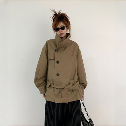 【アウター】レトロ シングルブレスト ワイドカラー エレガント トレンチコート【FCシリーズ】