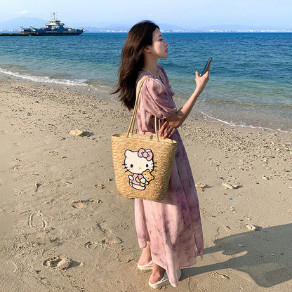 【ワンピース】フレンチ風 夏 優しい ラフなリゾート風 半袖ワンピース【SHシリーズ】