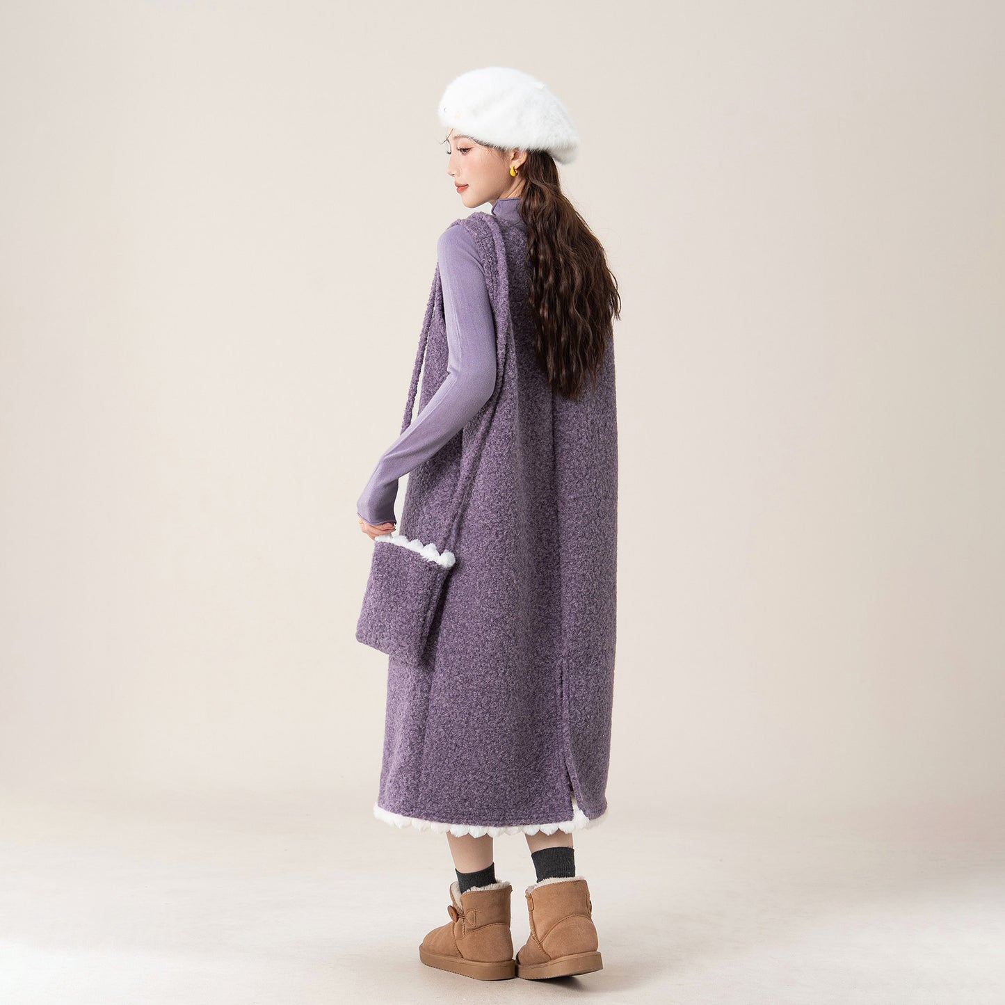 【セットアップ】フレンチ風 インナートップス+  レース付き キャミワンピースセット レディース 冬 上品 2点セット【JZシリーズ】