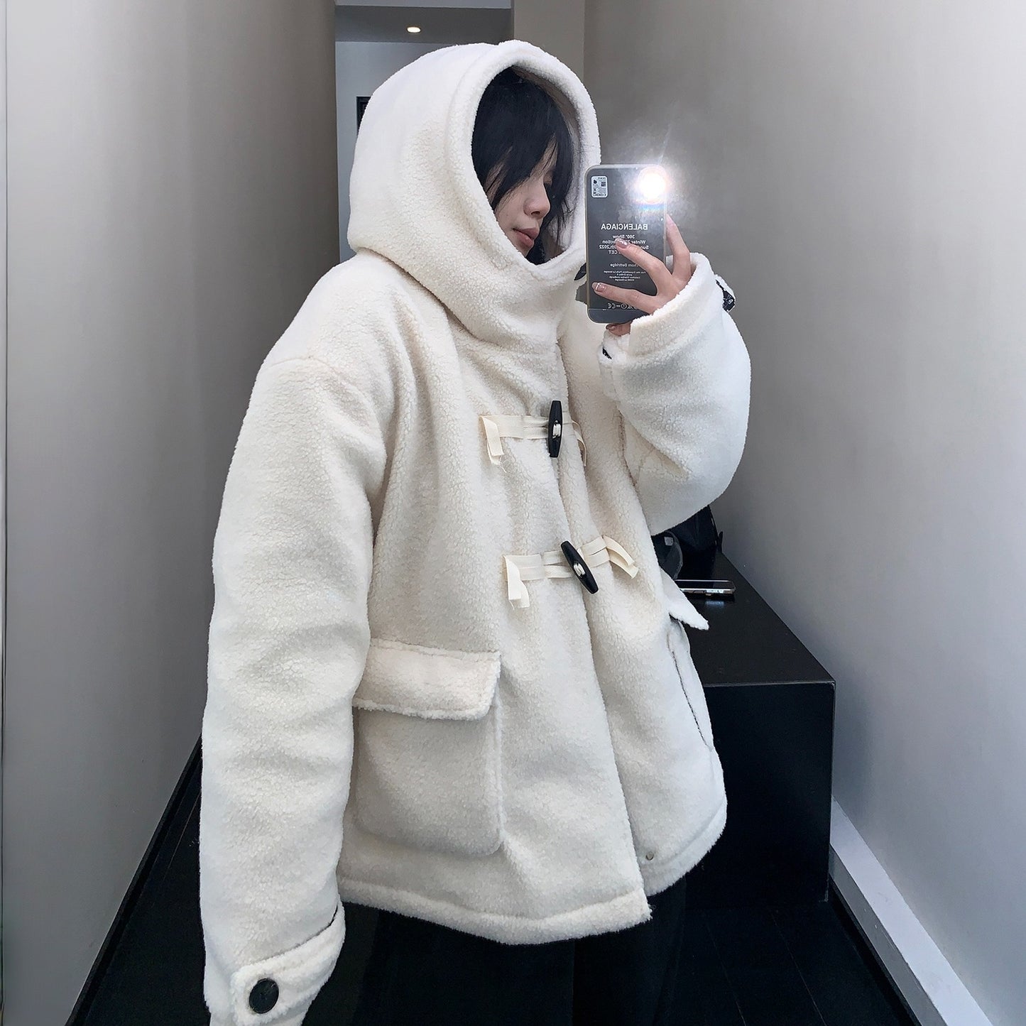 【アウター】春 秋 冬 レトロ ボア素材 厚手 あったか フード付き中綿ジャケット 【FCシリーズ】