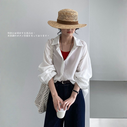 期間限定⭐️60%OFF【トップス】テンセル100% 襟付き シングルボタン 通気性 シャツ 【JZシリーズ】