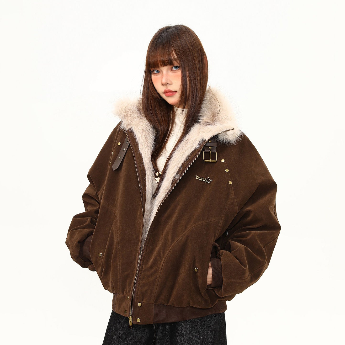 【アウター】ミラード イーグルモチーフ 中綿ジャケット ヴィンテージ風 ワーク レディース 厚手 綿入れコート【FCシリーズ】