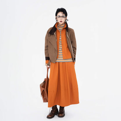 【単品注文】【セットアップ】カジュアル ルーズ レトロ シャツ＋ハイウエスト スカート 上下セット ゆったり【SHシリーズ】