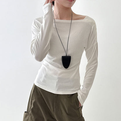 【60%OFF⭐️早い者勝ち】【トップス】オフショルダー 長袖インナー向け 美シルエット ニット Tシャツ【JZシリーズ】