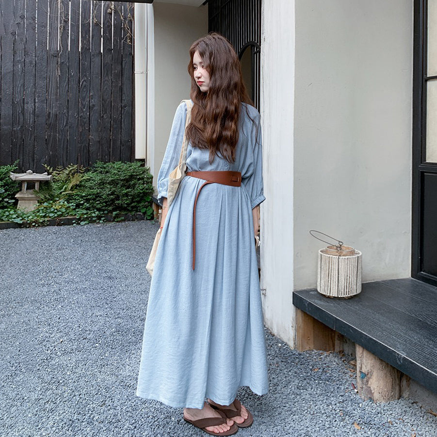 【ワンピース】優しいエレガンス デザイン感 ベルト 日焼け防止 長袖ワンピース【JZシリーズ】