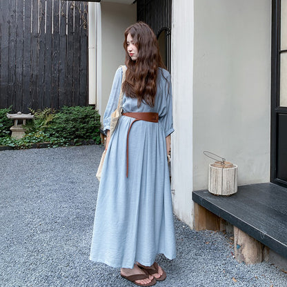 【ワンピース】優しいエレガンス デザイン感 ベルト 日焼け防止 長袖ワンピース【JZシリーズ】