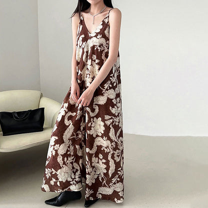 【ワンピース】夏新作 Vネック リゾート風 セクシー フローラルプリント ノースリーブワンピース【SNシリーズ】【SHシリーズ】