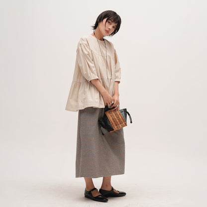 【トップス】レトロ ブラウス シャツ レディース ゆったり 体型カバー 大きいサイズ ミディアム丈 長袖 シャツ デザイン感 トップス【JZシリーズ】