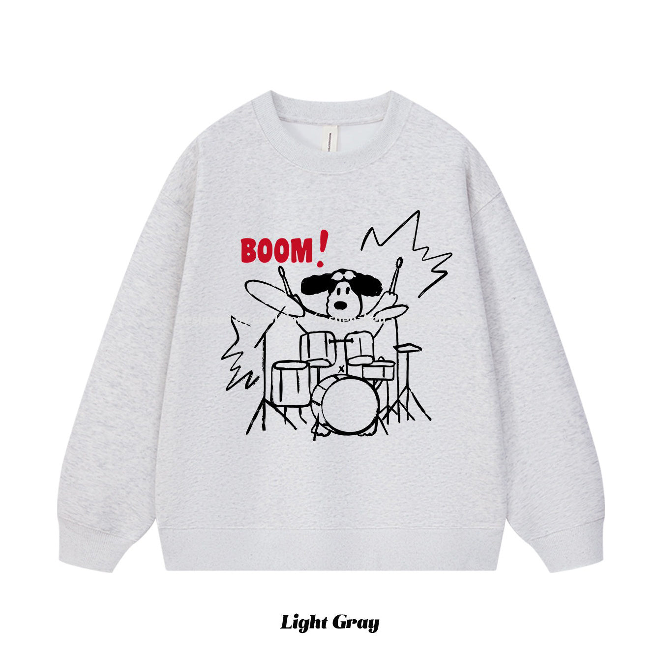 7カラー | S~3XL【トップス】ロック風 犬イラスト ドラムプリント クルーネック スウェット 秋 ルーズ ユニセックス パーカー【FCシリーズ】