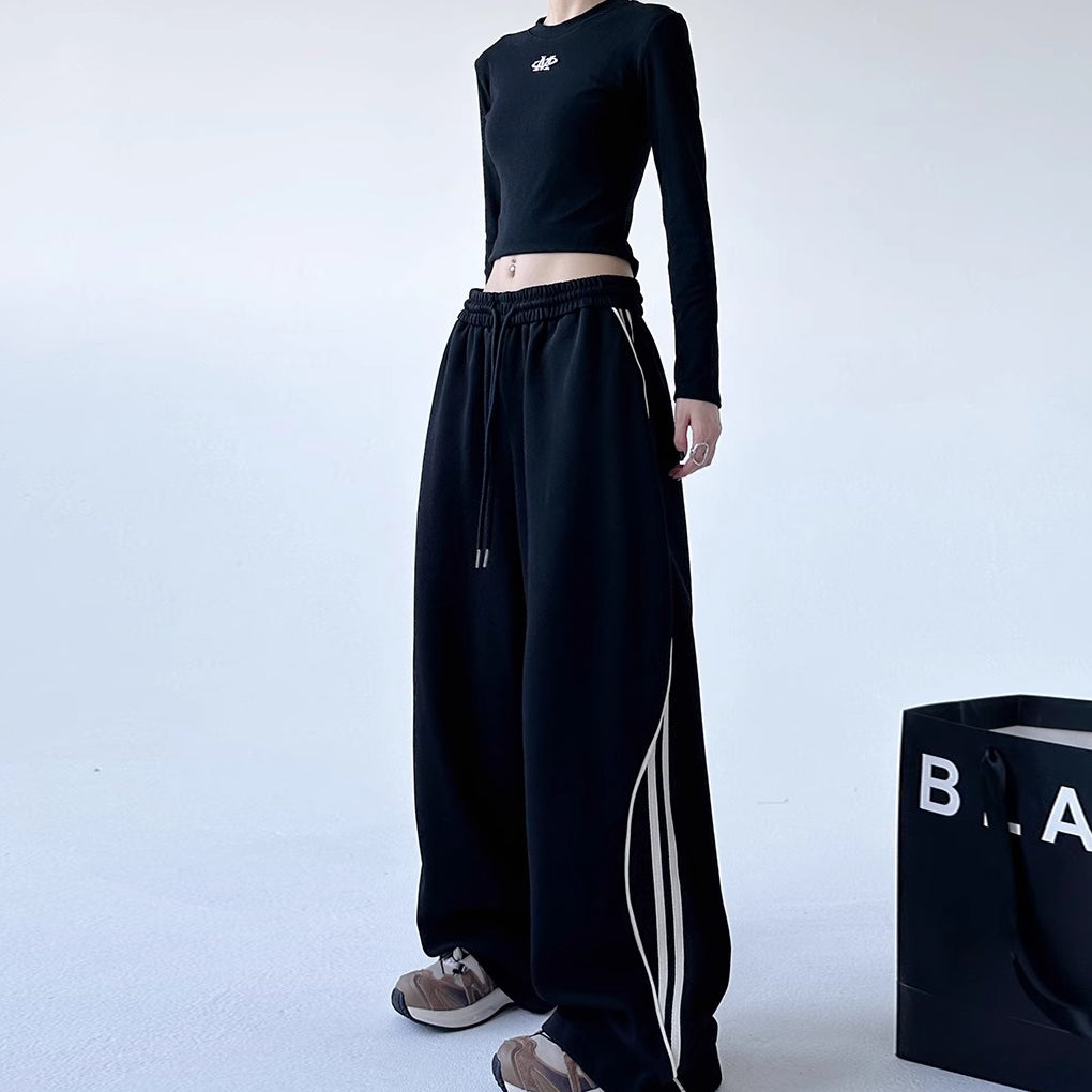 【ボトムス】ハイウエスト ゆったりワイドスウェット 秋冬 レディース カジュアルパンツ【FCシリーズ】