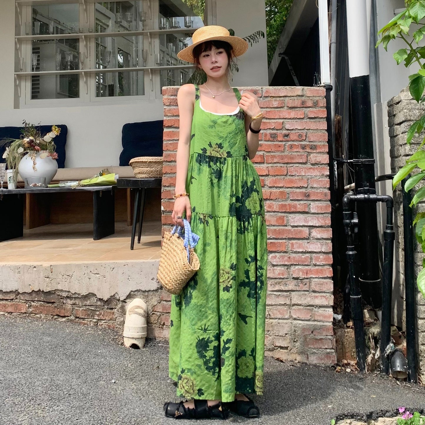 【ワンピース】夏新作 高見え ゆったり カジュアル ノースリーブワンピース【SHシリーズ】