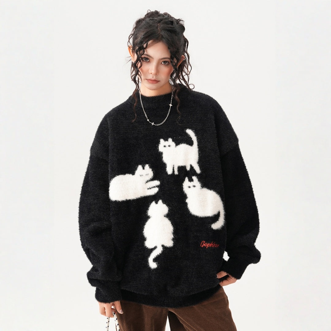 【トップス】春 秋 冬 モヘア 厚手 ニットプルオーバー ヘビーウェイト セーター 【FCシリーズ】