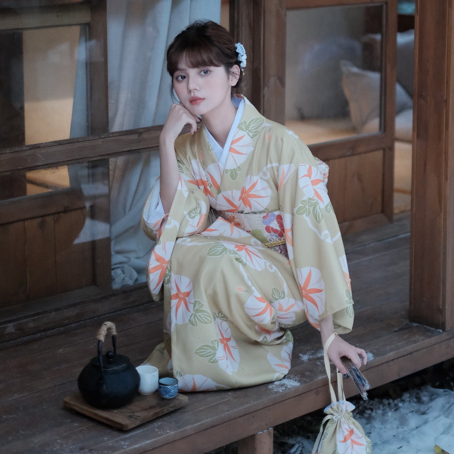 【ワンピース】夏限定 プリント 朝顔 浴衣 【SHシリーズ】