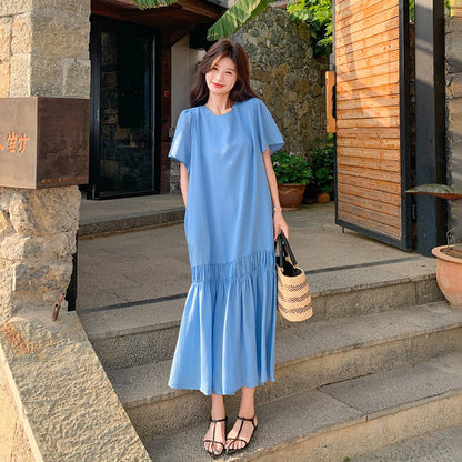 【ワンピース】クールエレガンス 高級感 背中開き 小技 半袖ワンピース 夏【JZシリーズ】