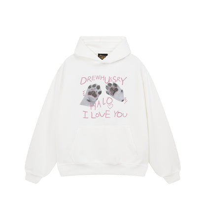【トップス】🐱猫の肉球プリントスウェット レディース 春秋 オーバーサイズ リラックス ストリート 薄手【FCシリーズ】